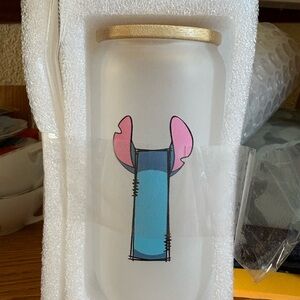 Frosted Glass Tumbler with Pink & Blue Graphic